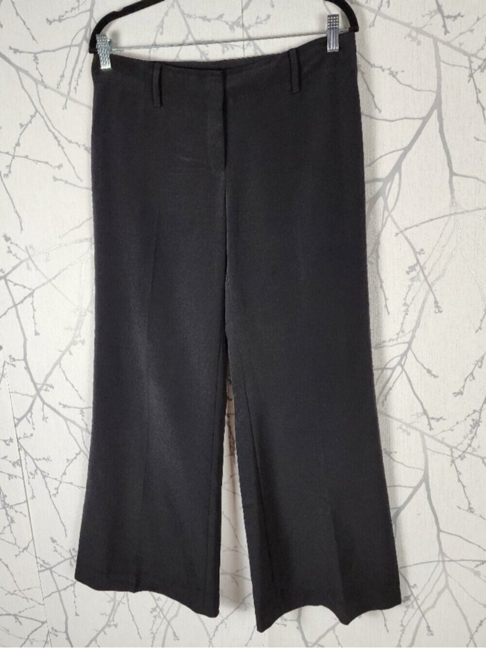 Elie Tahari Black 95% Silk Stretch Mid Rise Wide Leg Trousers